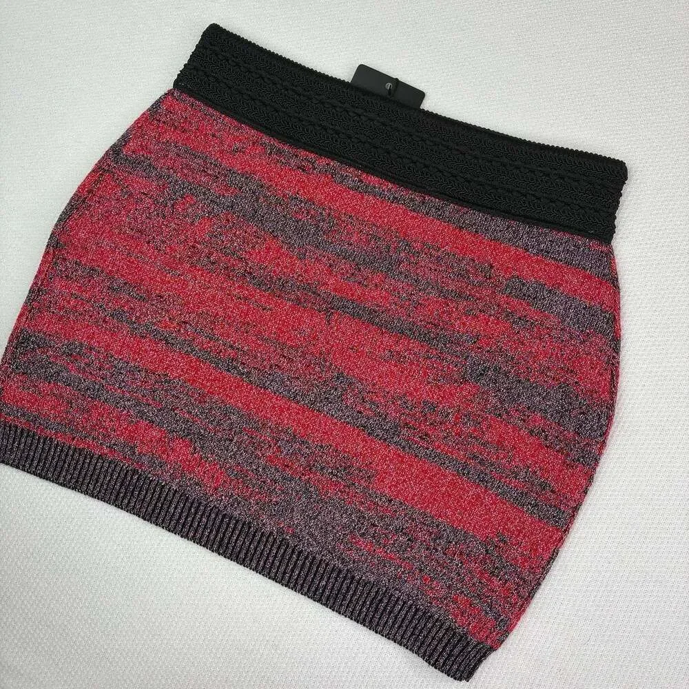 Miss Kelly 1999 Red and Black Striped Knit Mini Skirt Size S,M,L Women’s New